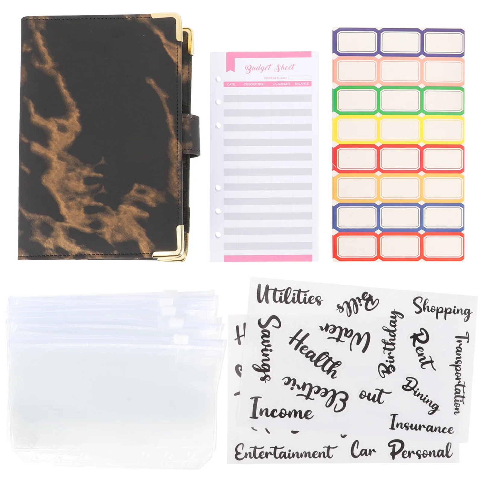 

1Set Loose-Leaf A6 Budget Binder Portable Cash Envelopes Zipper Organizer Budget Planner Money Book Savings Challenges Book