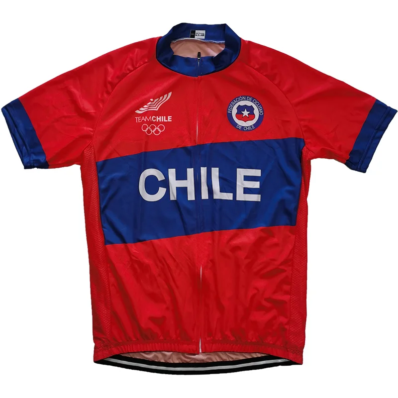 

Chile Bicycle Red Jacket Short Sleeve Road Top Cycling Summer Bike Wear Motocross Jersey Cool Sport Clothes Undershirt Champions