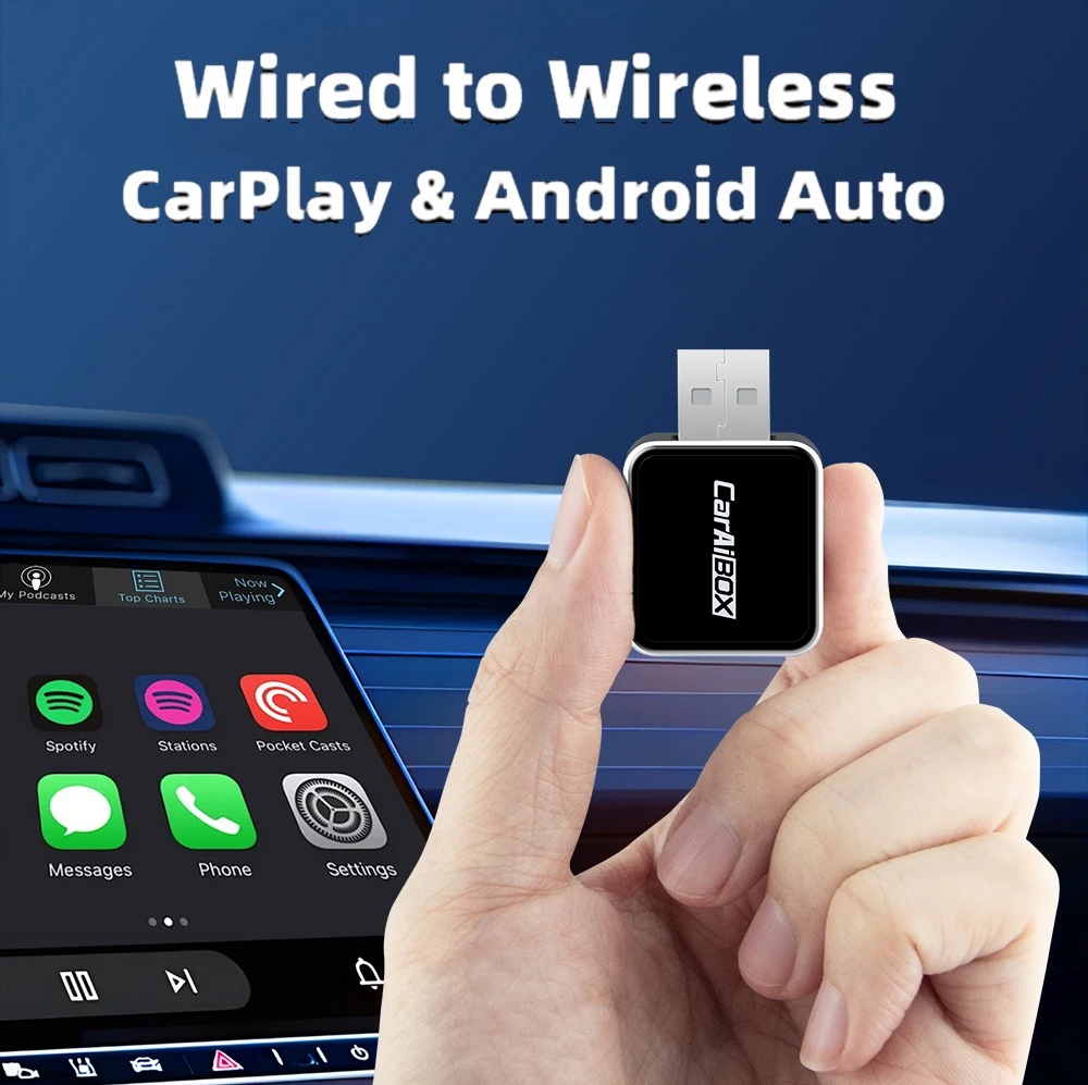 Wireless 2 in1 CarPlay Adapter for Apple iPhone Android Wired to Wireless Carplay AI Box USB Type C Connection Auto Car Dongle 