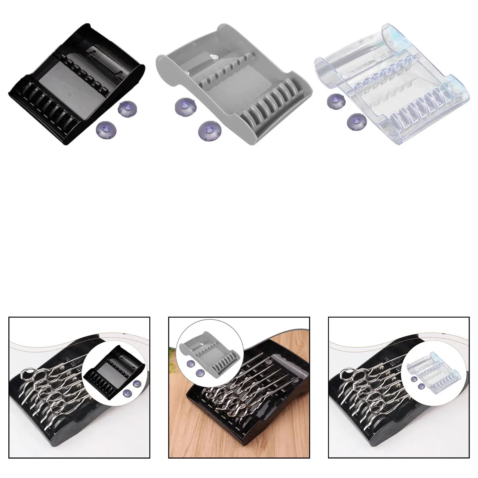 رف مقص تصفيف الشعر المثبت على الحائط مع كوب شفط 14 × 20.5 سم مجانًا