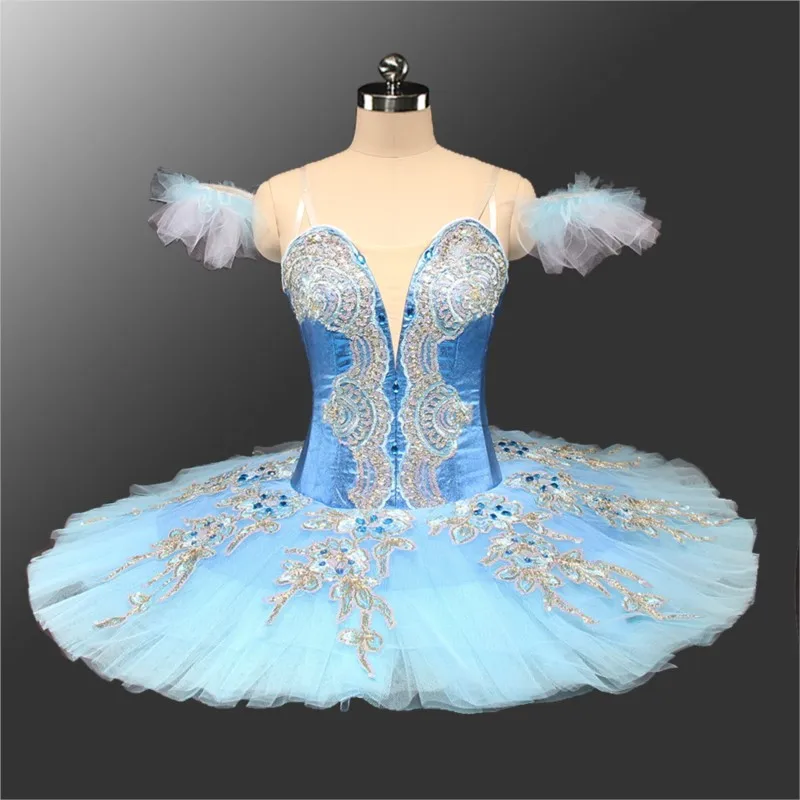 

New Coming Professional Customized Blue Silver Performance Wear Ballet Tutu Girls