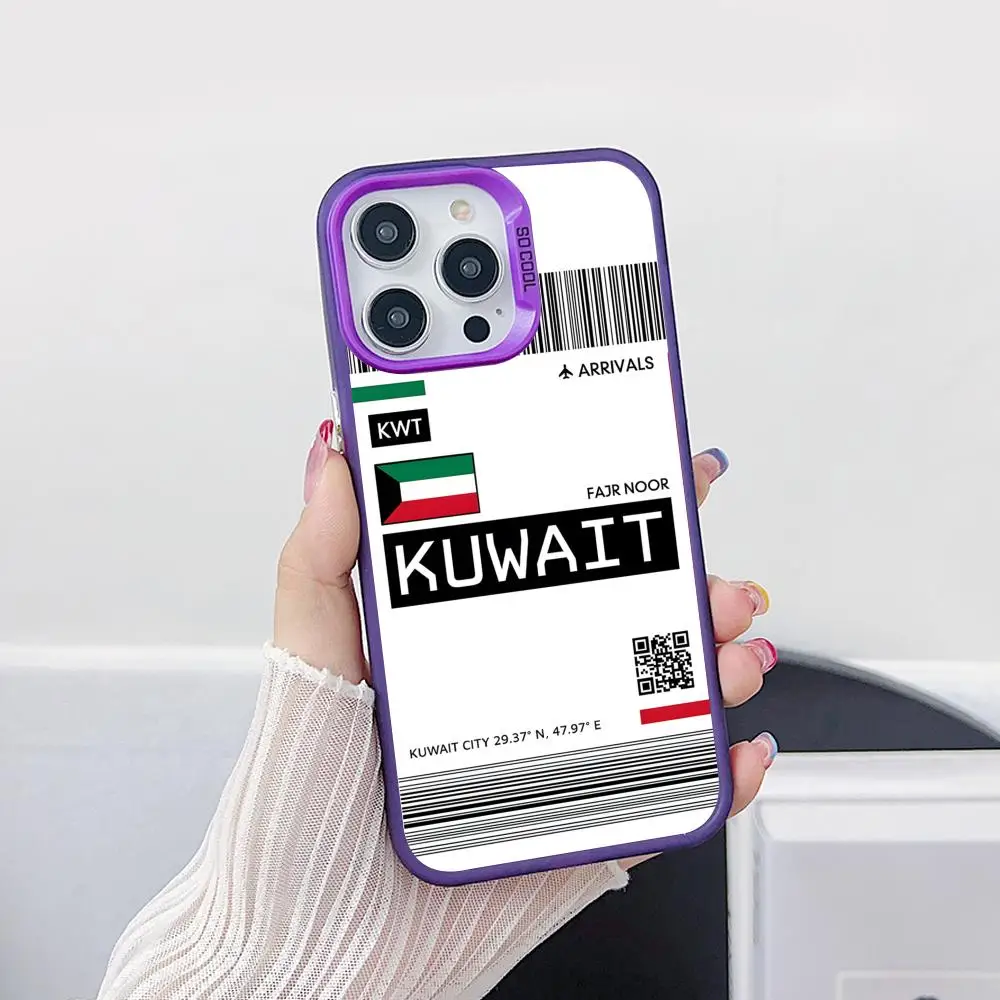 

Чехол для мобильного телефона с флагом Кувейта для iPhone 17, 16, 15, 14, 13, 12, 11 X XR XS 8 7 Pro Max Plus, полупрозрачный фиолетовый чехол для смартфона