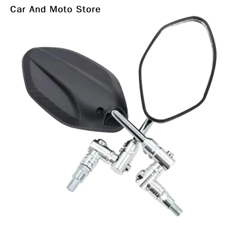 【CMO】A Pair Motorcycle Straight Pole Side Mirrors For 360 Degree Folding Mechanism