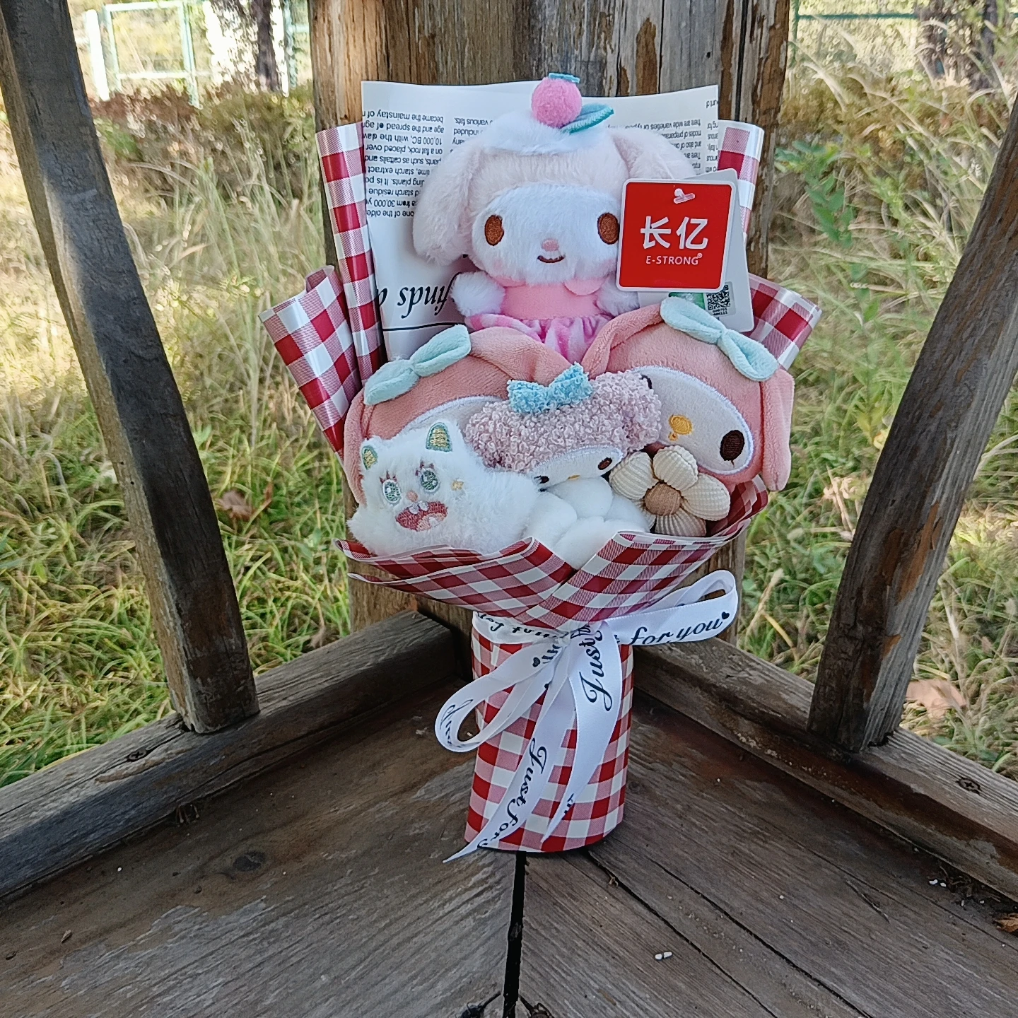 Kuromi My Melody Cinnamoroll Hellokitty Plush Cartoon Bouquet With Accessories Creative Handmade Bouquets Valentine's Day Gift