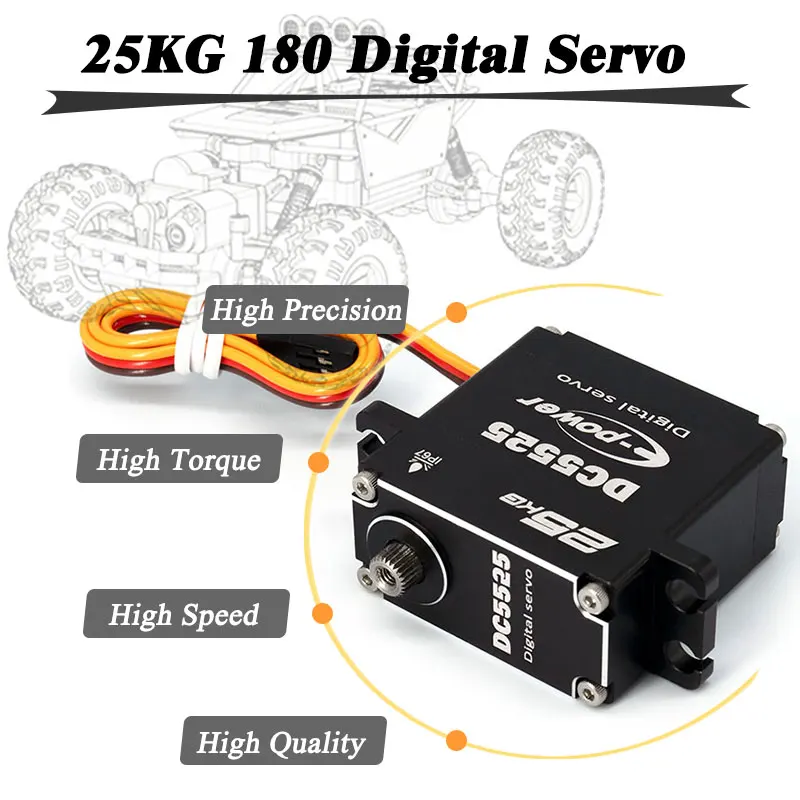 NUOVO RC DC5525 Waterpoof Servo 25kg Servo Digitale 180/270 Gradi Full Metal Per 1:8 1:10 RC Crawler SCX10 TRX4 D90 Parti di Giocattoli