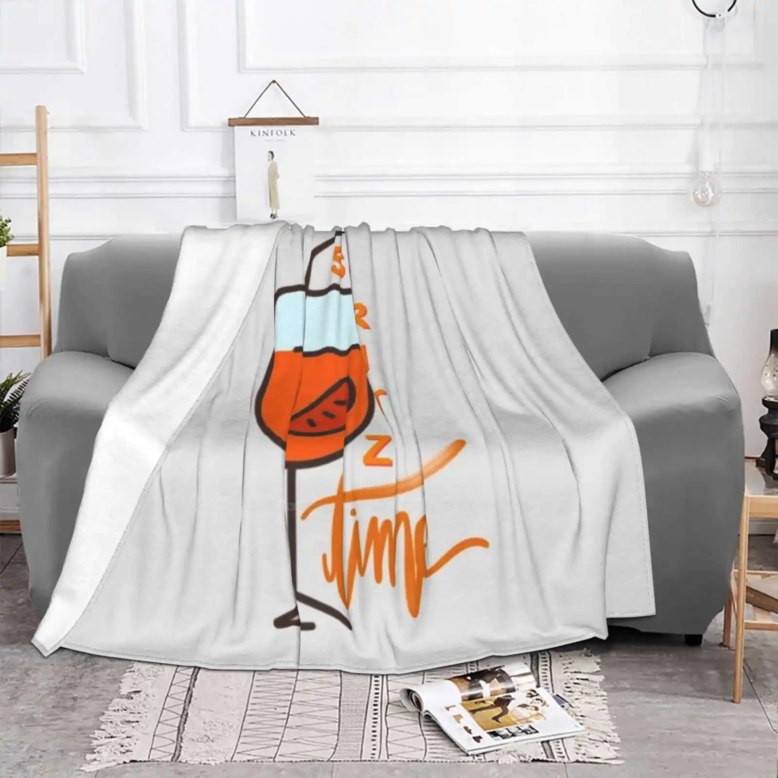 Spritz Time New Arrival Fashion Leisure Warm Flannel Blanket Spritz Drink Wine Oclock Wine Time Fun Drunk Orange Italy Florence