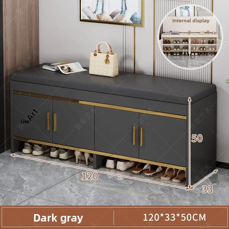 Shoe Change Stool Household Light Luxury Door Stool Entry Shoe Stool Can Sit Shoe Cabinet Soft Bag Seat Stool Integrated Storage