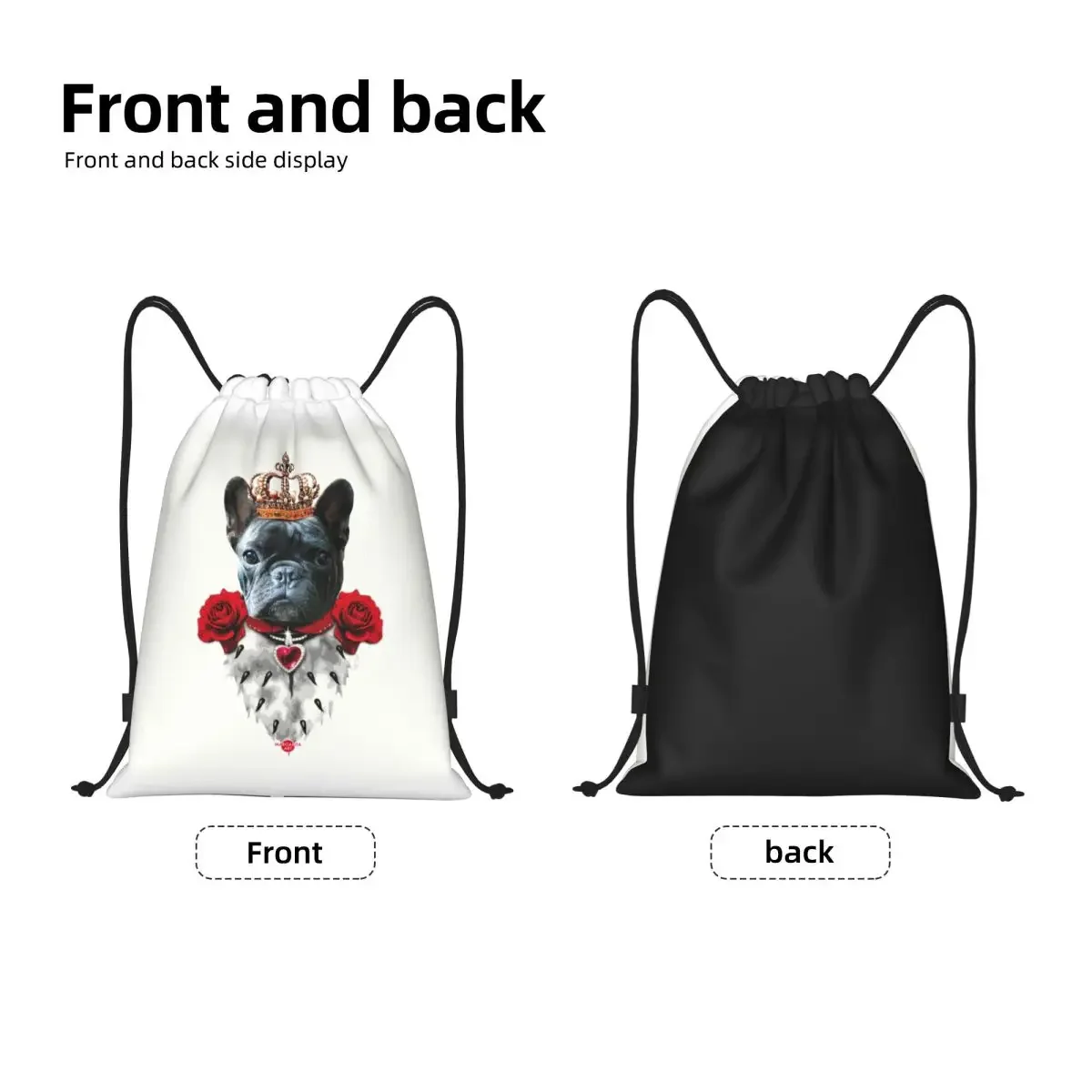 Personalizado buldogue francês bully rei sacos de cordão para compras mochilas yoga das mulheres dos homens engraçado animal filhote de cachorro esportes ginásio mochila