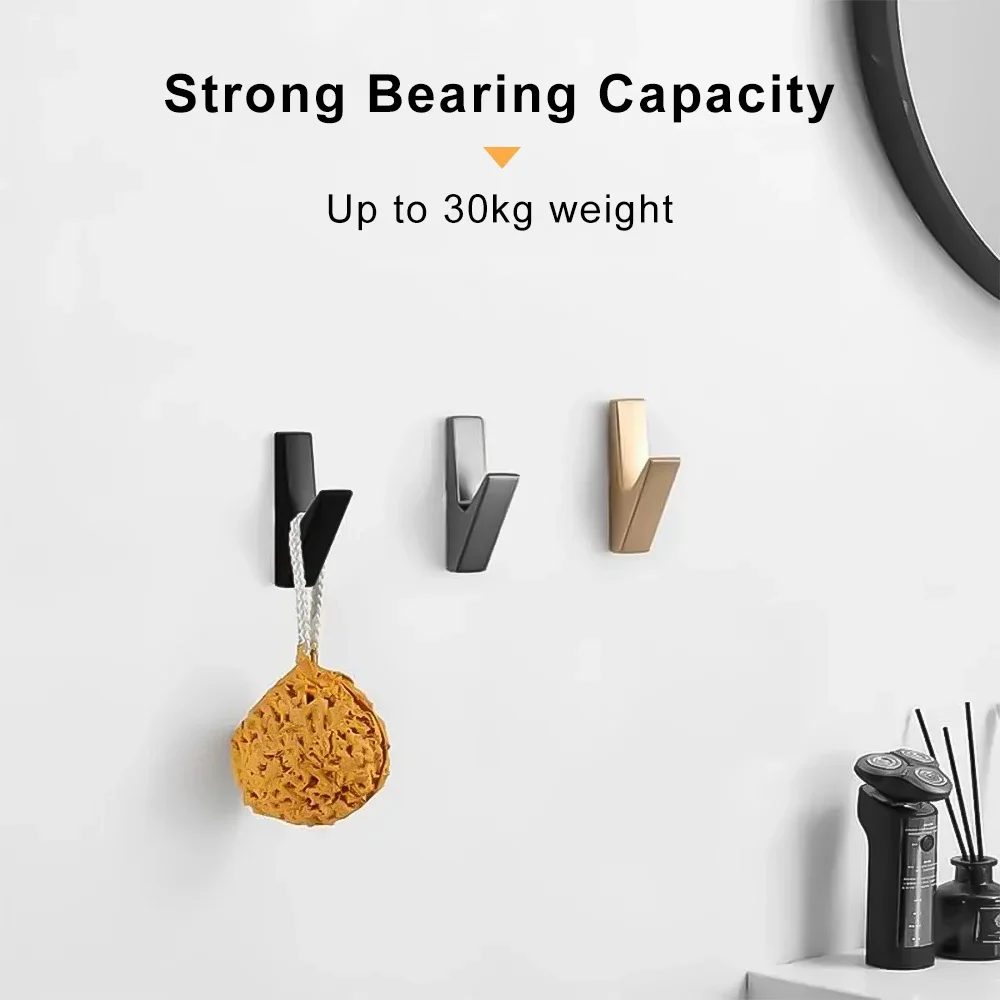 Black Wall Hook Wall Mounted Hooks for Hanging Towel Hanger Hook Strong Hooks for Hanging Clothes Bags Keys Bathroom Accessories