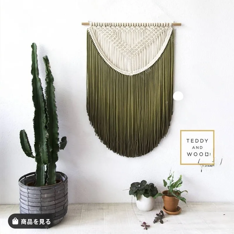 Nordic Style Handwoven Gradient Dyed Tapestry Soft Decorative Cotton Wall Hanging Ornament Clear Curve Style Bedroom Entrance