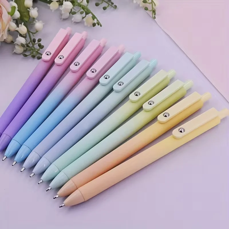 Set of 5 Gradient Macaron Color Ballpoint Pens, Suitable for Office Use