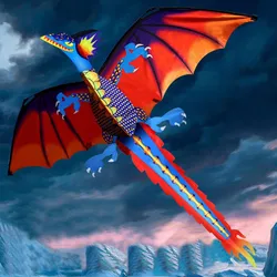 3D Dragon Kite Single Line Flying Kites with Tail and Handle Kite Children Parrot Flying Bird Kites Windsock Outdoor Fun