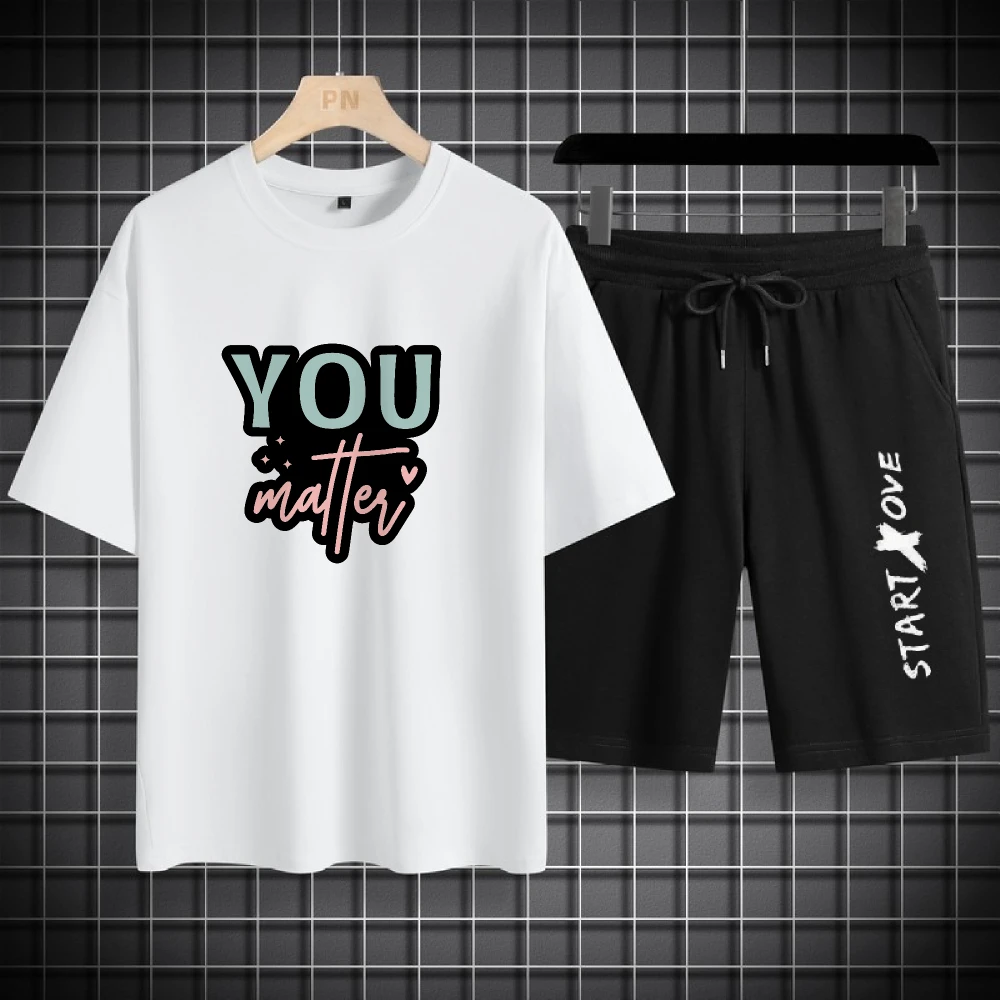 

Роскошный мужской комплект из полиэфирного волокна 2025 года, зеленый, розовый, с английским буквенным принтом, повседневная элегантная удобная одежда для мужчин, роскошная мужская одежда