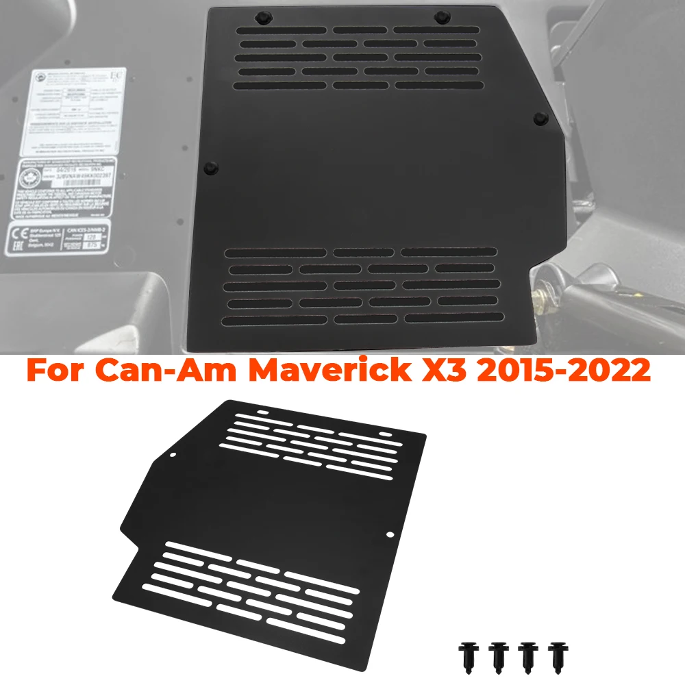 Kit de cubierta antipolvo de batería negra para Can Am Maverick X3 2015-2022 UTV, placas protectoras de batería de Metal a prueba de polvo, accesorios Can Am