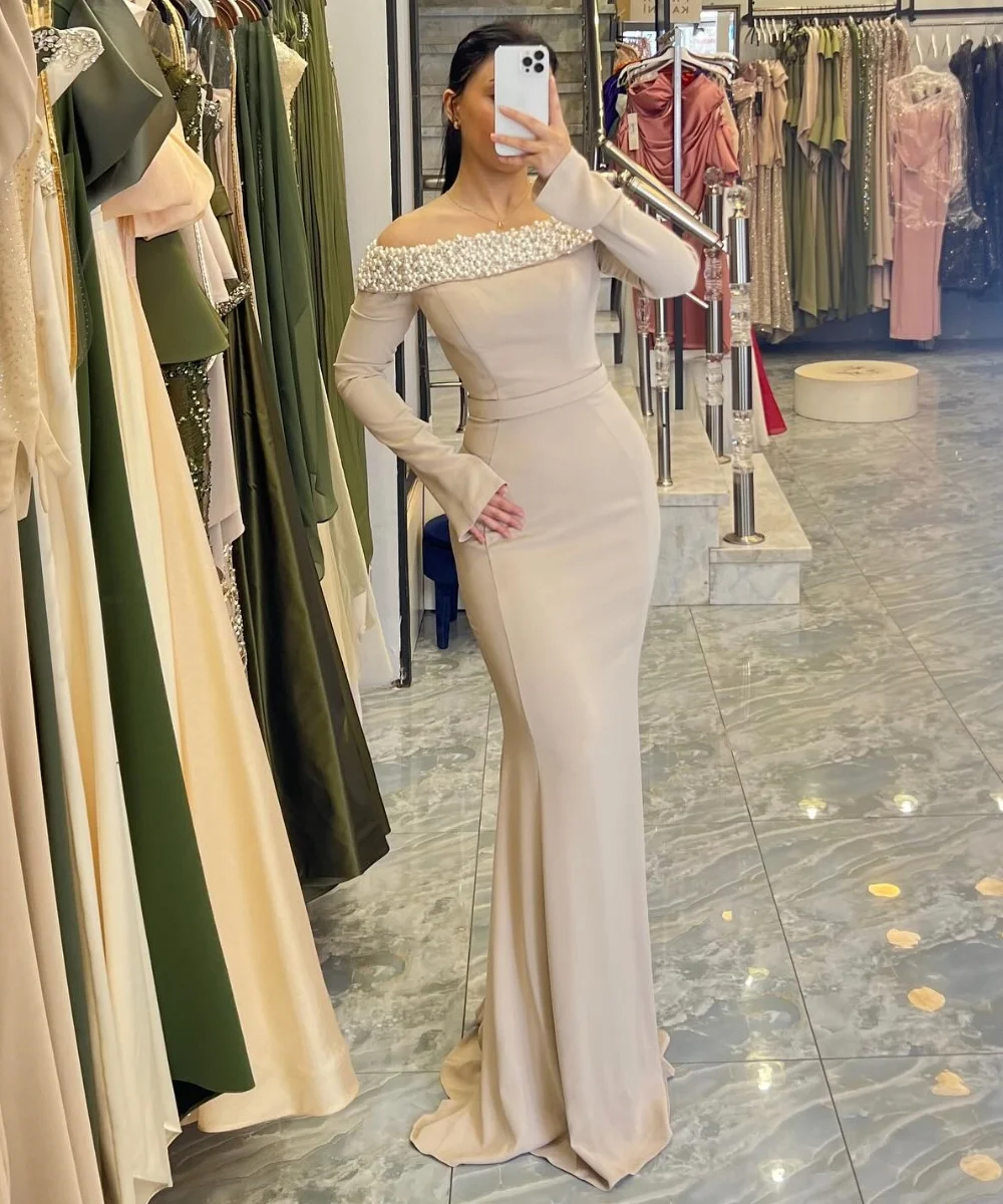 

Элегантный джерси с блестками и жемчугом Русалка по индивидуальному заказу, длинные платья с открытыми плечами, индивидуальный заказ, Quinceanera Pastrol