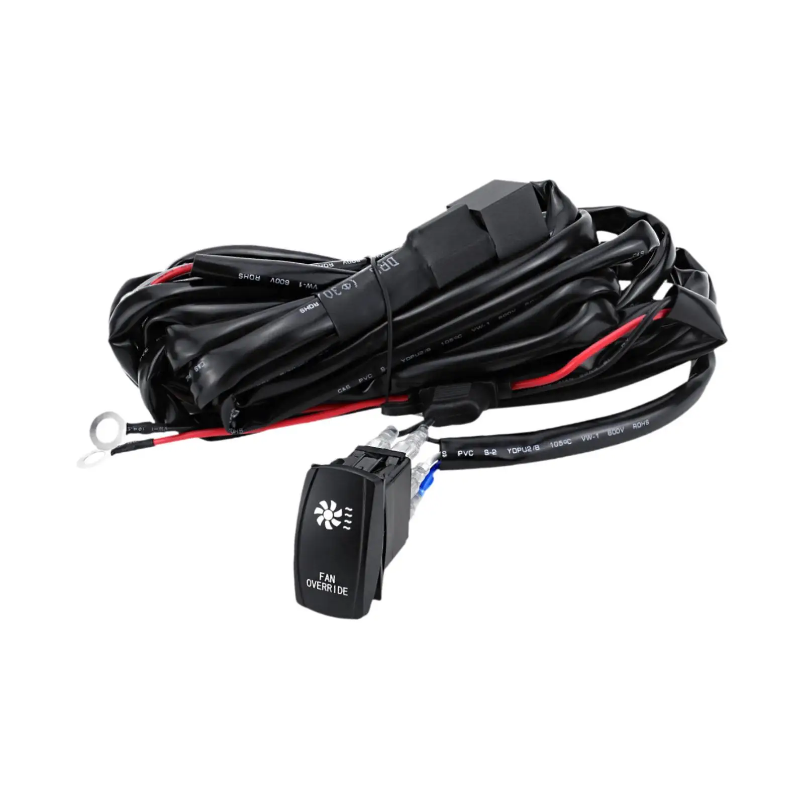 Cooling Fan Override Switch Plug Play ABS Rocker Component Relay 5PIN Replacement Automotive Accessories for Campers