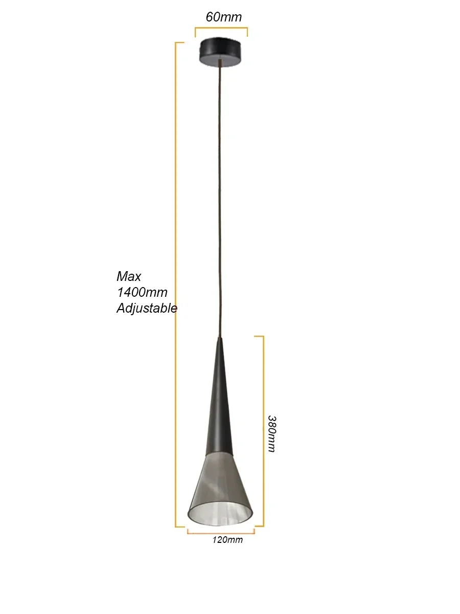 Conical Dimmable LED Pendant Light Semi-Transparent Chandelier Home Hanging Lamp for Dining Living Room Bar Cafe