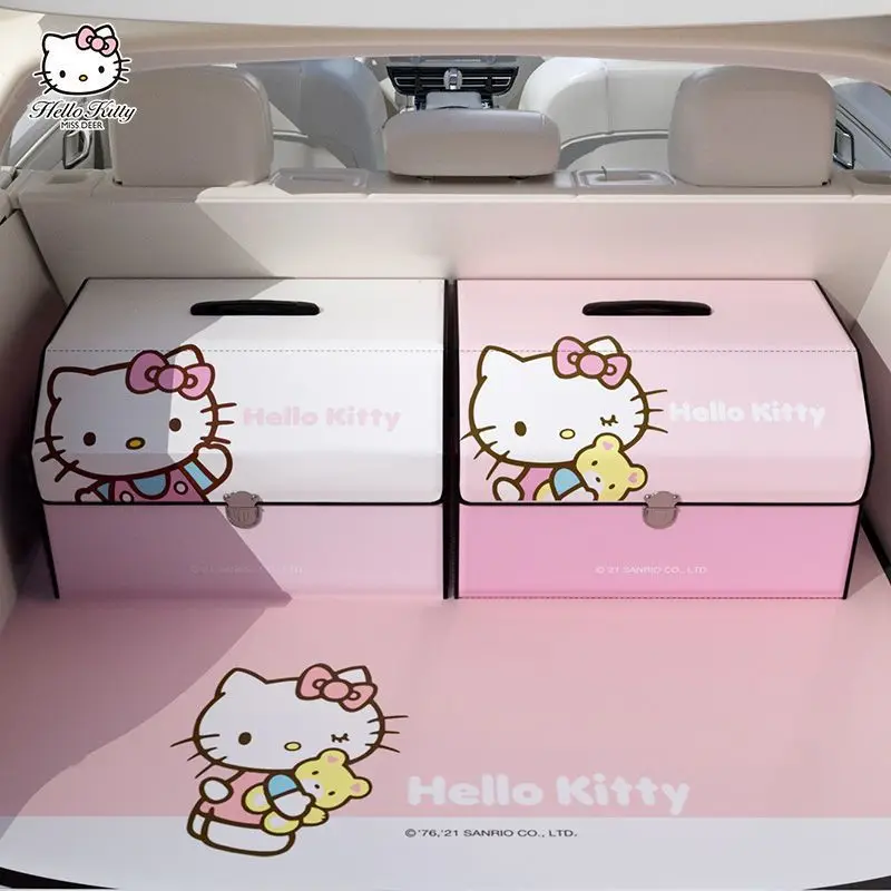 

Sanrio Hello Kittys Car Trunk Storage Box Cute Woman Cartoon Organizer Box for Car Goods Foldable Car Interior Storage Container