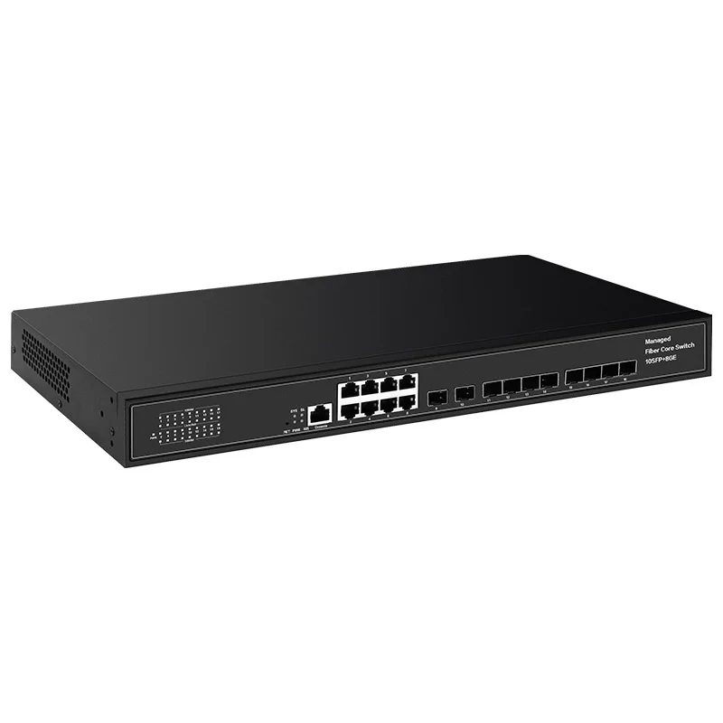 Full Gigabit 10 SFP 8 RJ45 Ports L2 Managed Switch Support Qos VLAN STP LACP