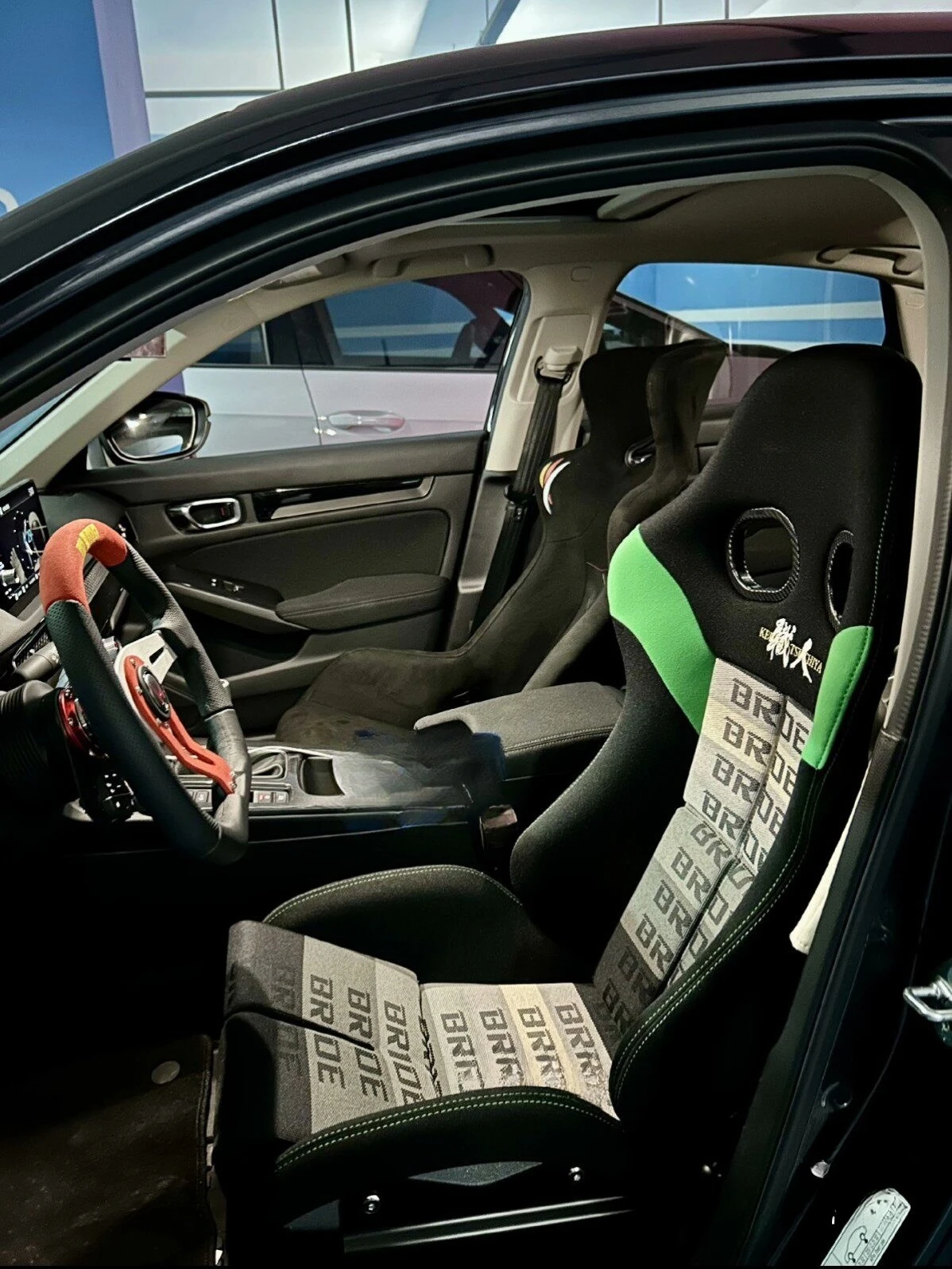 Universal Racing Simulator Car Seat with Knitted Fabric Glass Steel Backrest Slide Track for Auto Racing Car Simulator