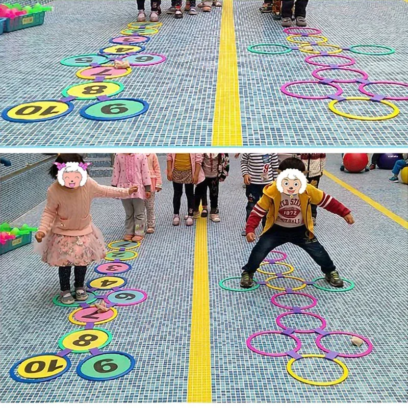 Kindergarten Children's Hopscotch Lattice Hoop Sensory Training Equipment Outdoor Toys Sports Sports Home Physical Fitness