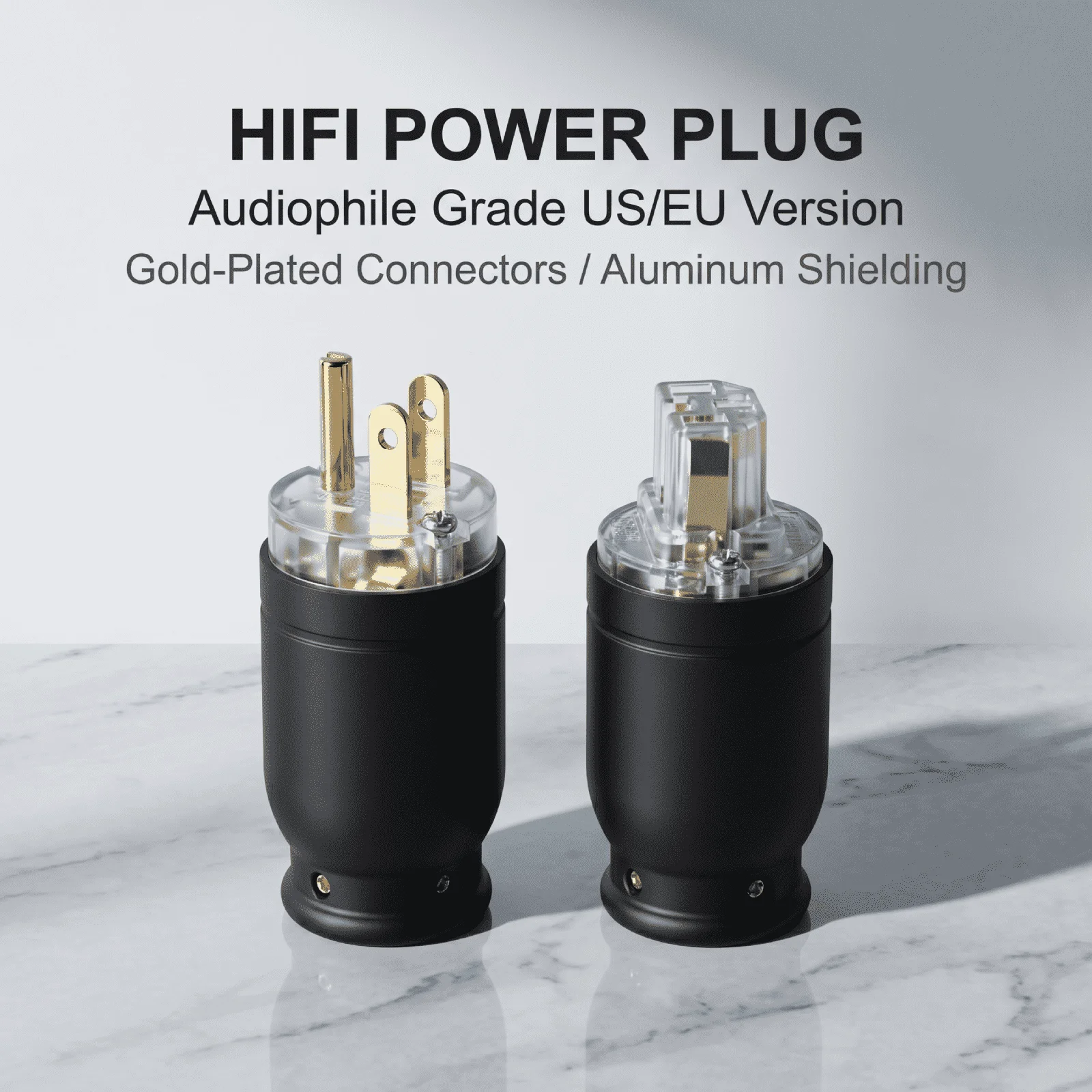 Pure Copper Gold Rhodium Plated 2 Pin Power Plug Aluminium Alloy Housing EU Schuko US NEMA SDK Network Electrical Plug