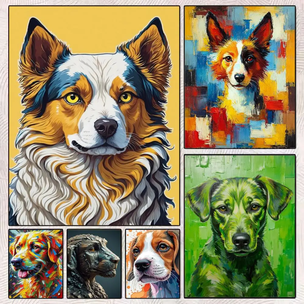 The Artist Colorful Pet Dog Painting Calligraphy Modern Aesthetic Wall Art Print Trendy Bedroom Home Decor Gift