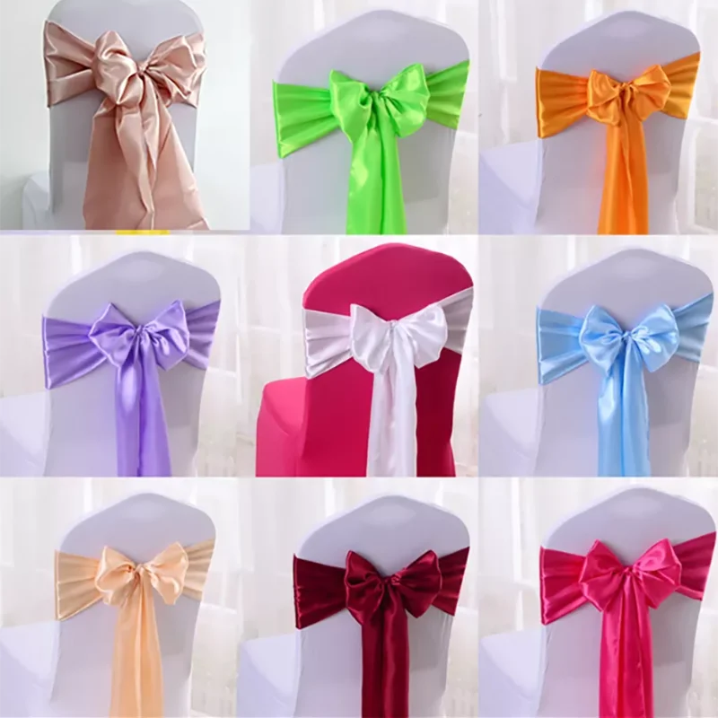 10/50pcs Wedding Chairs Knot Sash Satin Fabric Chair Sashes Bow Cover For Wedding Party Banquet Event Decorations