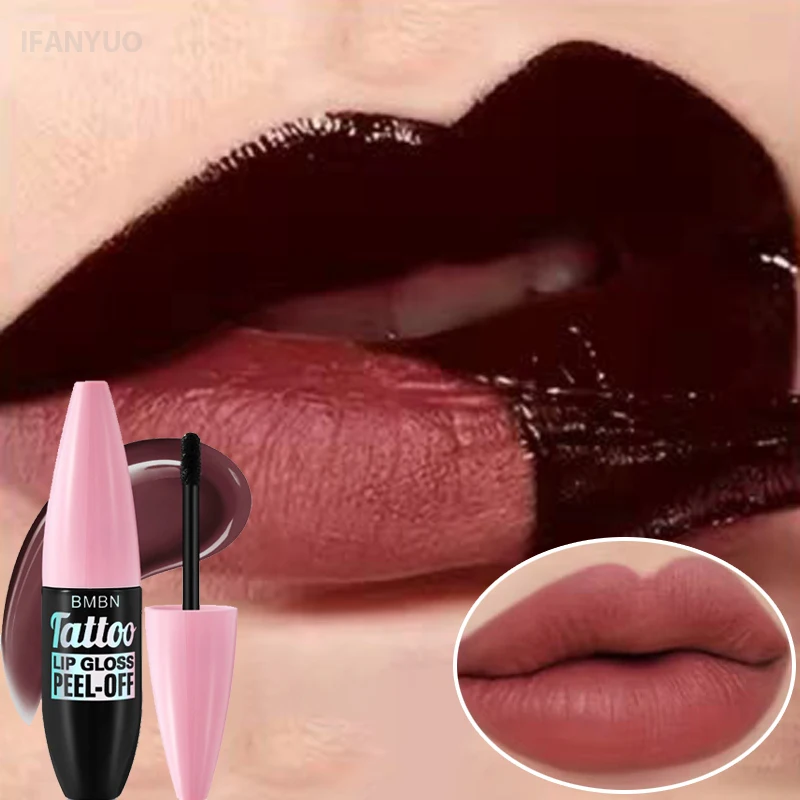 Gloss Labial Líquido Peel-off à Prova D'água de Longa Duração, Batom Rosa Matte, Maquiagem Não Transfere, Hidratante, Pigmento para Tatuagem Labial