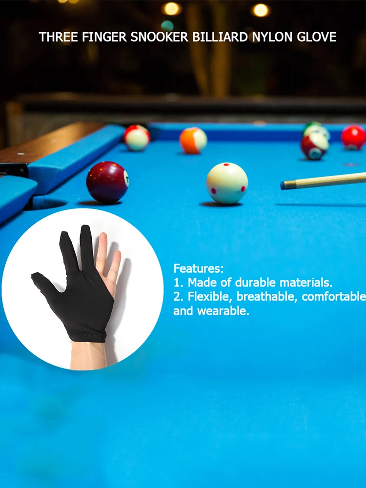 Guantes de billar abiertos con 3 dedos, Protector de mano izquierda/derecha, manopla para taco de billar, ropa deportiva Unisex de talla única