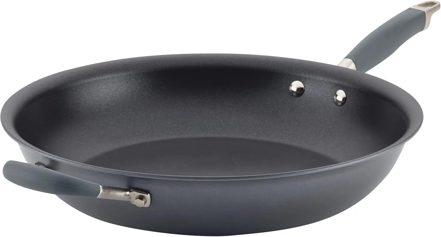 Hard Anodized Nonstick Frying Pan/Skillet with Helper Handle, 14.5 Inch, Moonstone