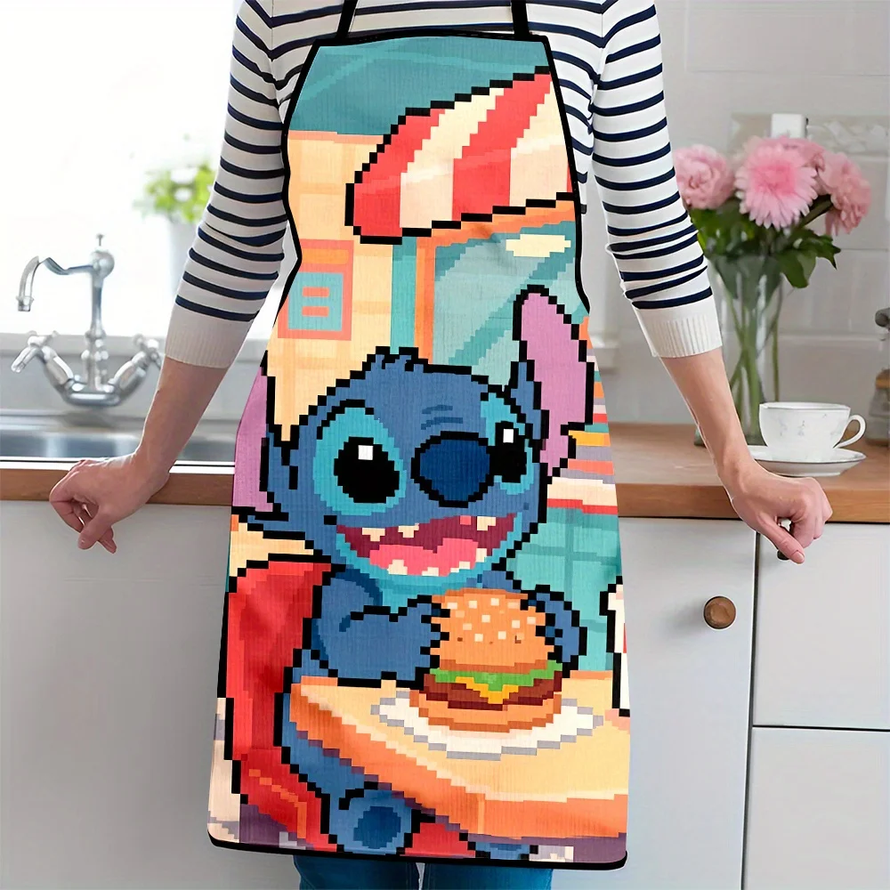 

Цельный фартук Disney Stitch Themed — игривый дизайн, с принтом стежков и сцены гамбургера, идеально подходит для поделок, выпечки, живописи, кухни и бытовой уборки, кухонных принадлежностей