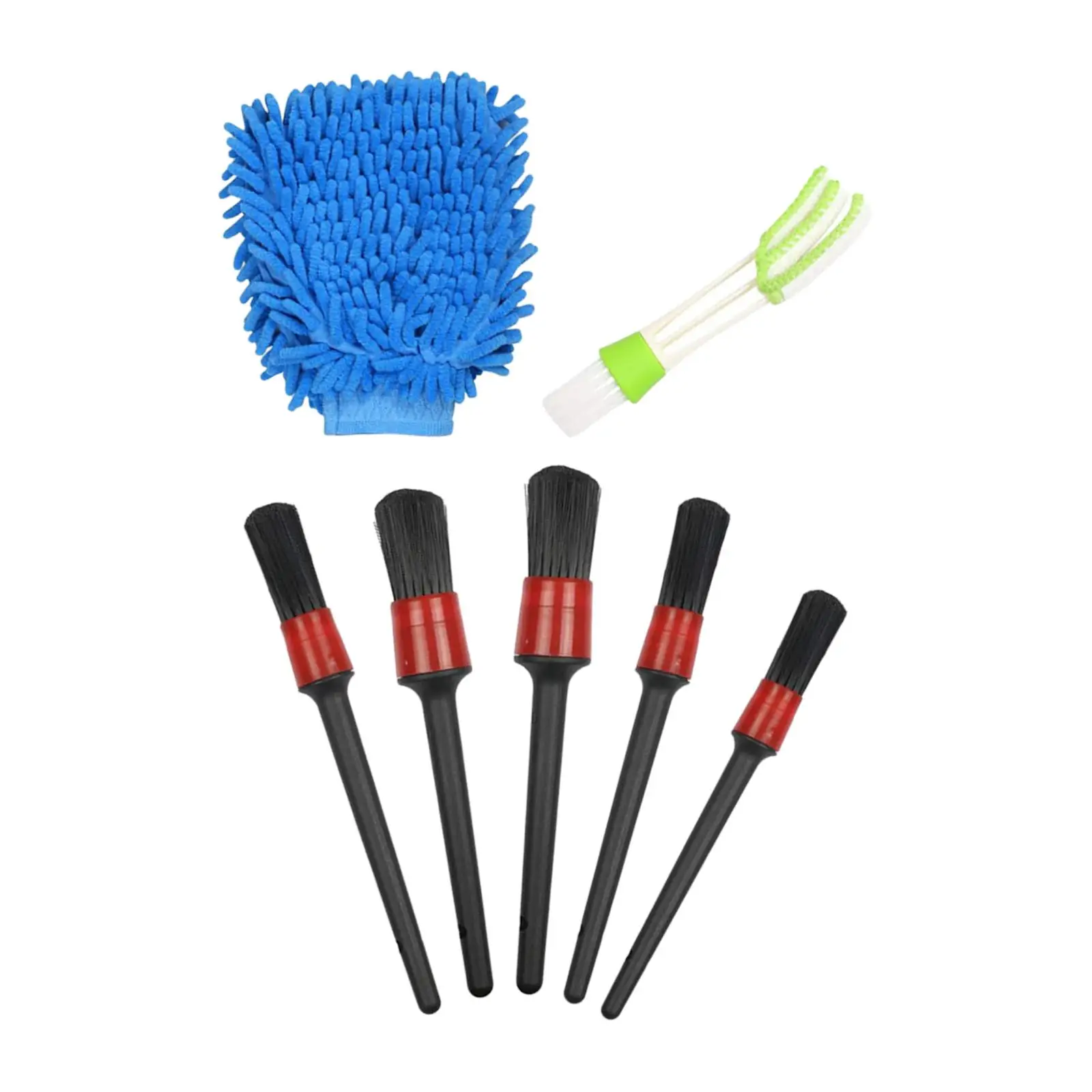 7 pieces Car Detailing Brush Cleaner Glove Set for Trucks, Motorcycles, Bicycles, Rvs, Boats Universal cleaning Tools Kit