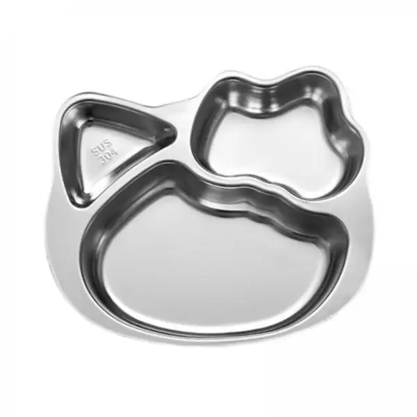 Children Divided Dinner Plate Stainless Steel Unbreakable Silver Tray for Snacks Lunch Home Daycare Picnic