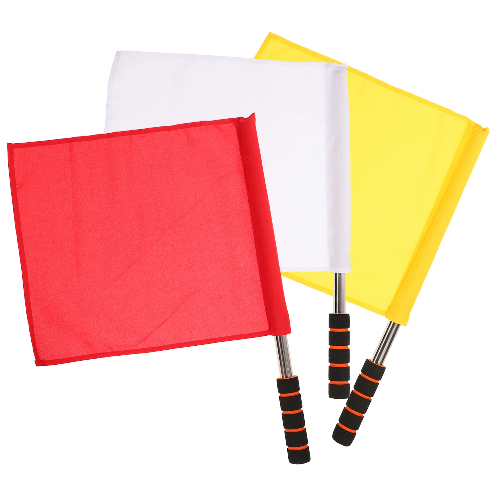 

3 Pcs Referee Flag Signal Flags Referees Conducting Hand Waving Red Banner Fan Cheering Stainless Steel Sports Equipment Match