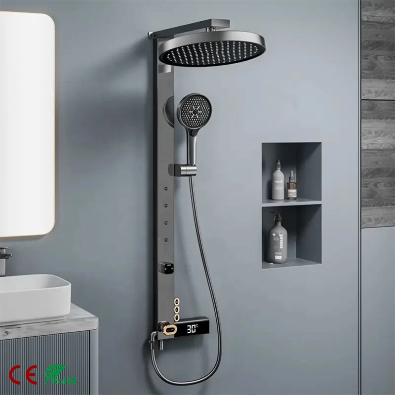 

Квадратный латунный светодиодный термостатический смеситель для душа, набор мягких дождевых массажных струй, гарантия 3 года, матовая отделка, CE/ROHS квартир