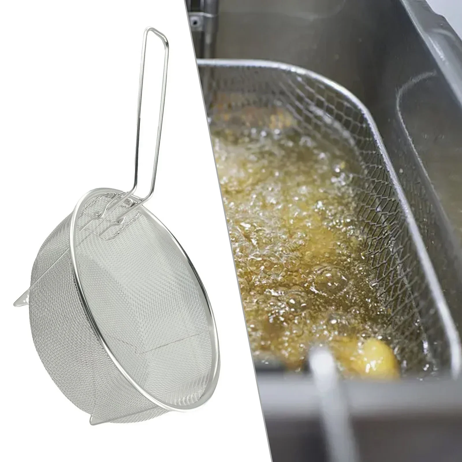 Durable High Quality Practical Fry Basket Kitchenware Detachable Light Silver Stainless Steel 1pcs 20*20cm/23*23cm