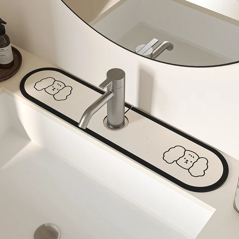 VIKAMAA Cartoon Kitchen Faucet Drain Pad for Bathroom Wash Basin Water Absorbing Non-Disposable Quick-Drying Pad for Home Decor