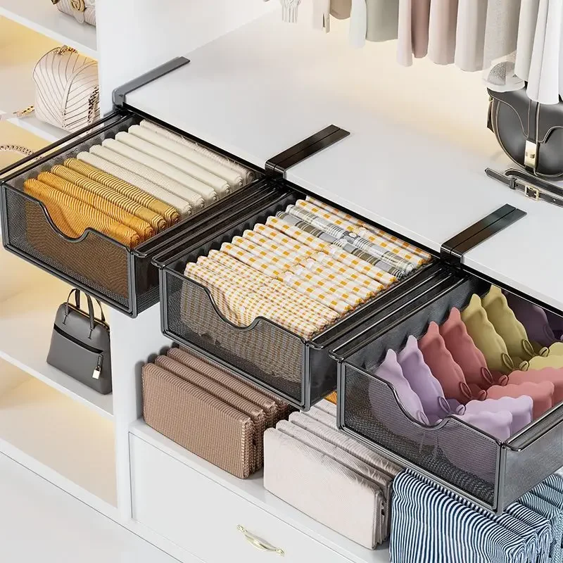 Drawer Style Clothing Storage Box Hanging Style Storage Partition Wardrobe Classification Storage Rack  Organization