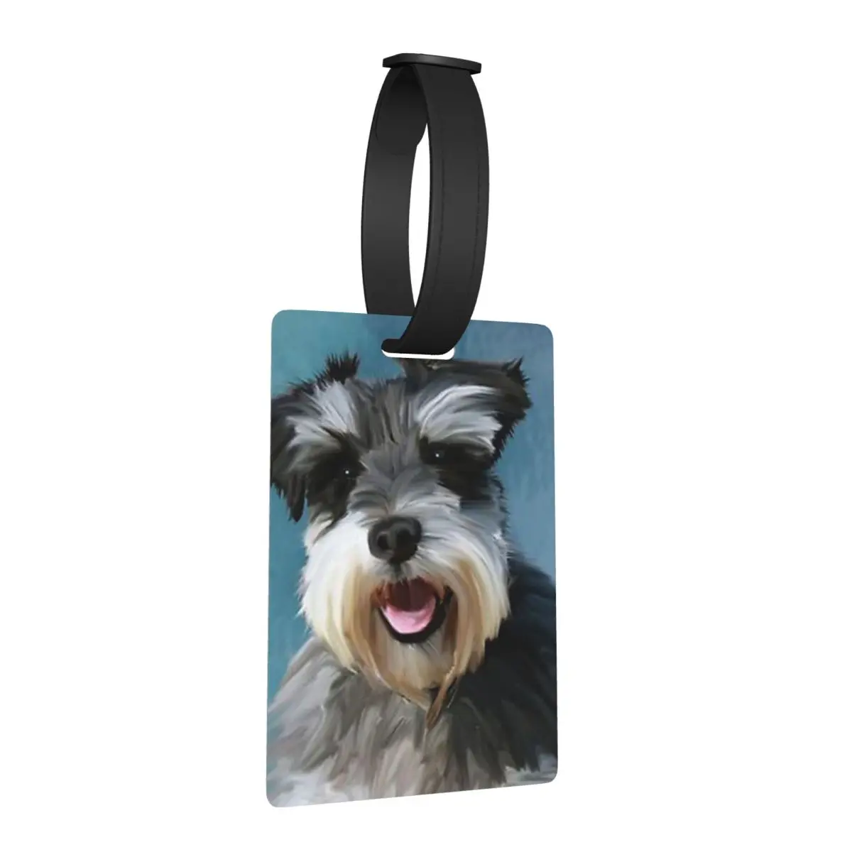 

Бирка для багажа с миниатюрным шнауцером, акварельная живопись, для чемодана, дорожной сумки, идентификационная, с местом для имени и адреса