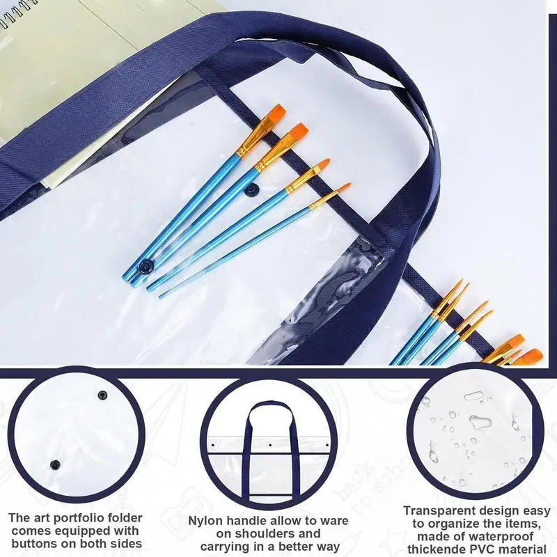 حقيبة تخزين لوحة الإعلانات منظم فني حقيبة ملصق كبيرة من مادة PVC حامل لوحة الإعلانات منظم تخزين مع مقبض وجيب لـ