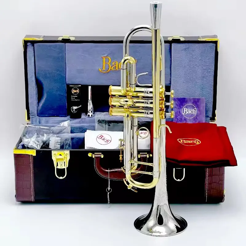 Professionelle Leistungstrompete Stradivarius 180S-43 Jubiläumsmodell Silber mit Goldklappen LT180S-43 Trompete B-Dur Blechblasinstrument