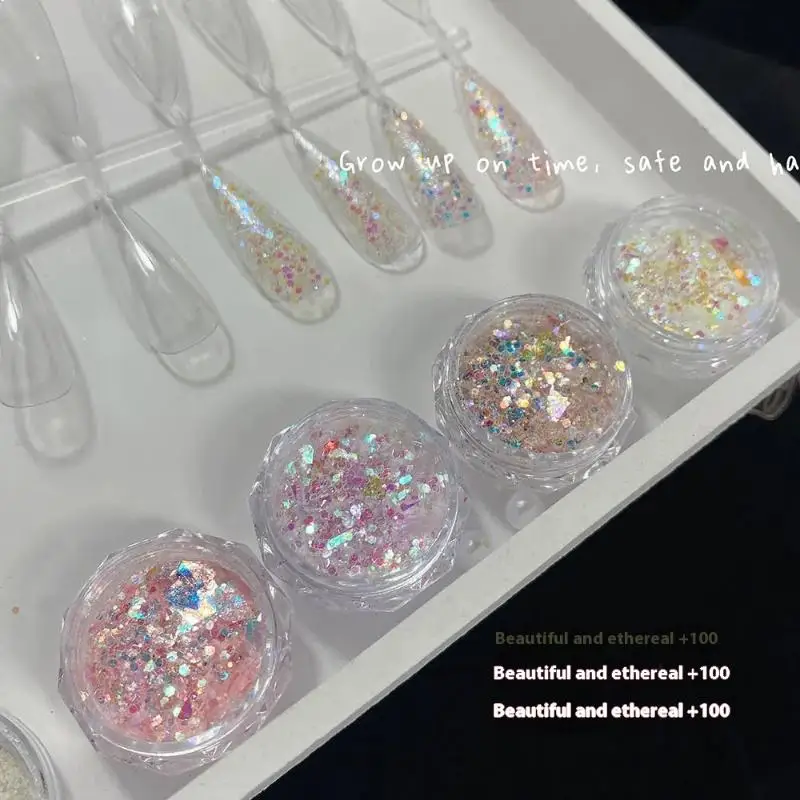 4Jars/set Mermaid Sparkle Nail Art Glitter Ultra-Thin Laser Flakes Holographic Sequins Irregular Loose Nail Art Dust Accessories