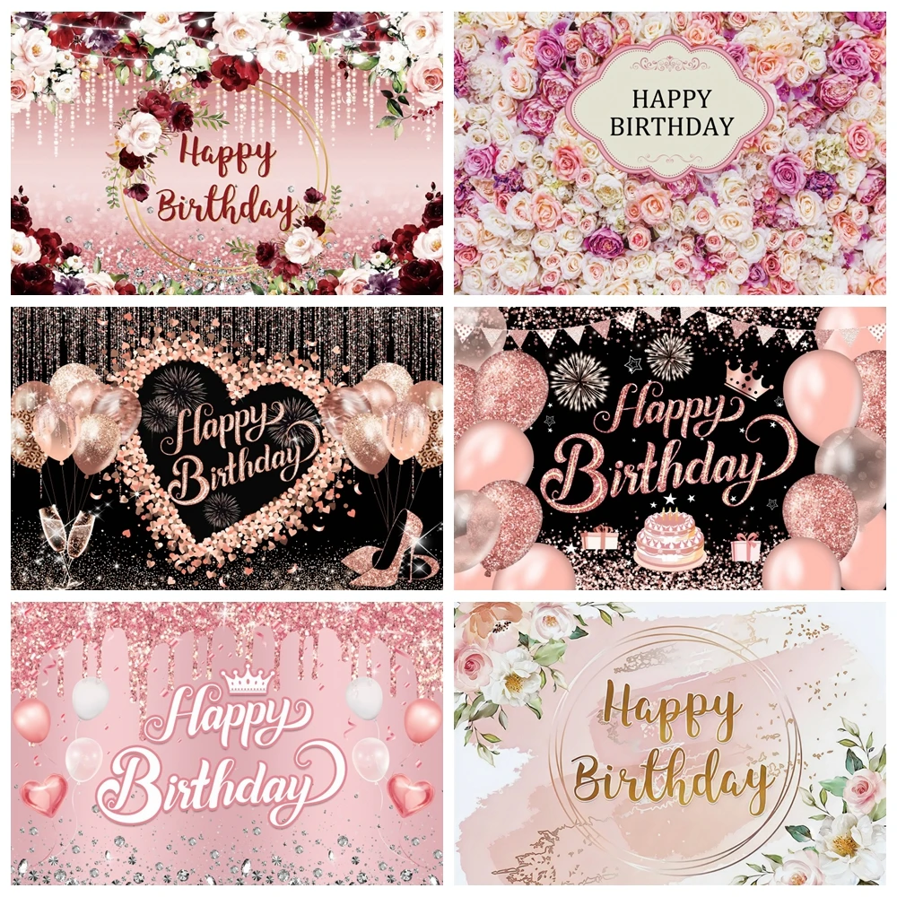 

Happy Birthday Backdrop Shiny Diamonds 18th Birthday Decoration Canvas 30th Party Photography Background Custom Poster Banner