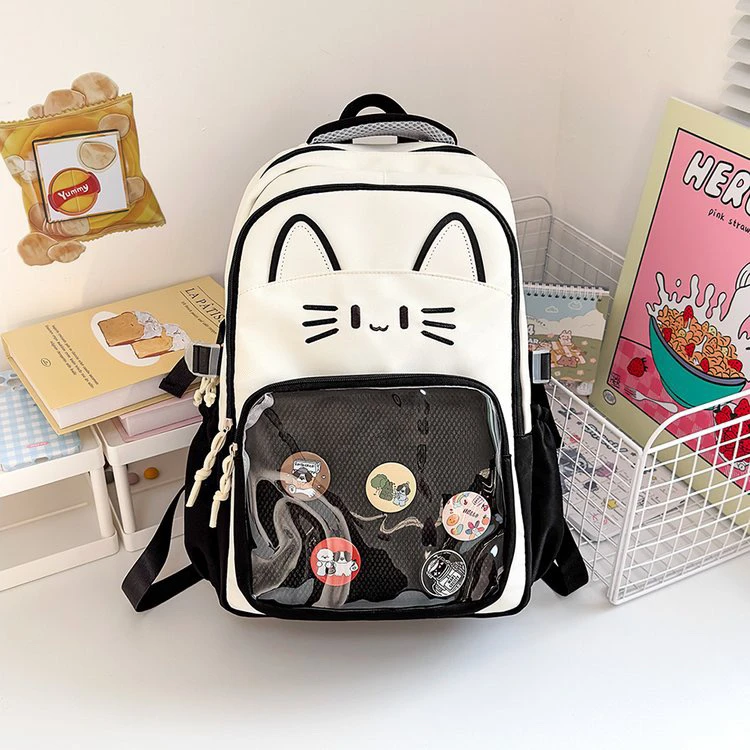 حقيبة ظهر شفافة جديدة على شكل قطة للفتيات، حقيبة كتف للسفر، حقيبة كتب للطلاب، حقيبة متعددة الاستخدامات للتنقل، خفيفة الوزن وم...