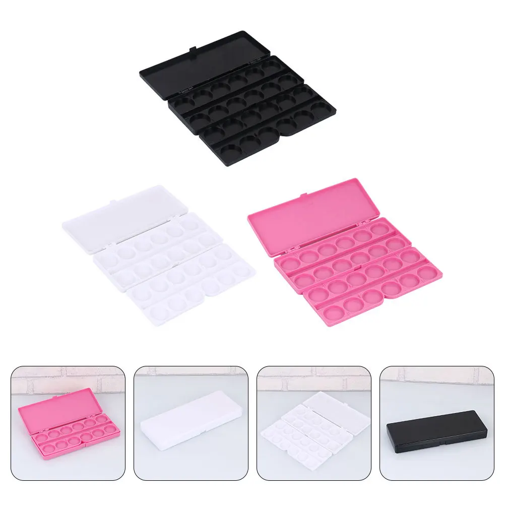 3Pcs Pigment Trays Compact Plastic Closed Case Smooth Texture Easy Clean Watercolor Pigment Tray Nail Drawing Plate Manicure
