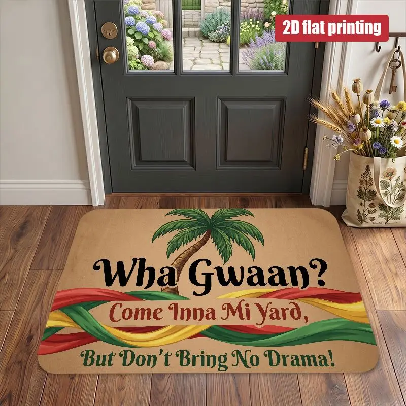 Modern Abstract Tropical Leaf Bath Mat Color Block Blue Green Yellow Leaves Print Non Slip Absorbent Bathroom Front Door Rug