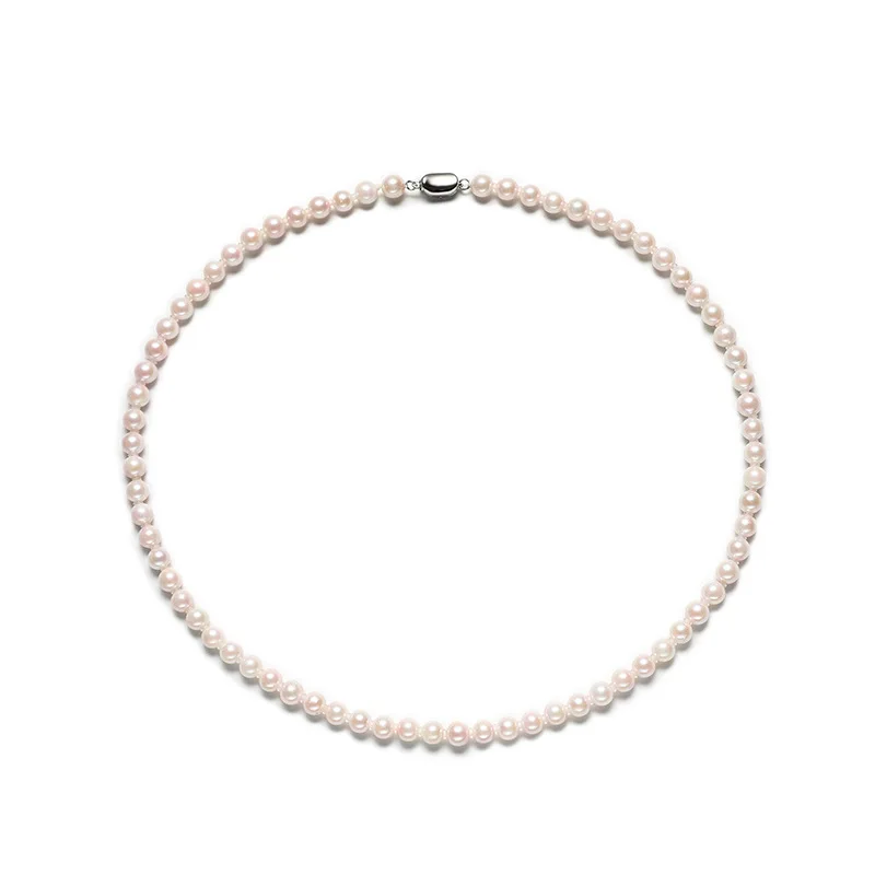 925 Silver 5-6Mm Freshwater Nuclear-Natural Necklace Fashion Collarbone Full Pearl Chain Women
