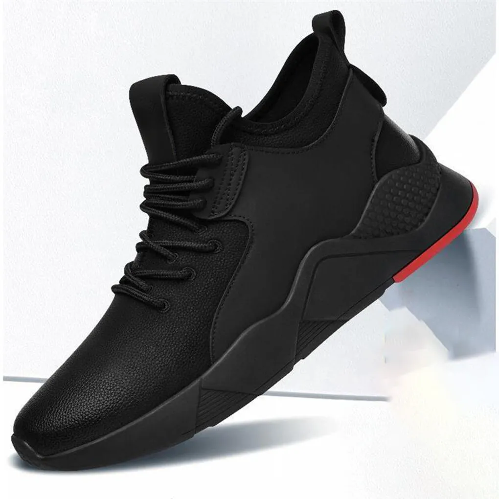 Men Lace-up Shoes Flat Sole Boys Sneaker Breathable Mesh Casual Sports Running High Top Shoe image 5