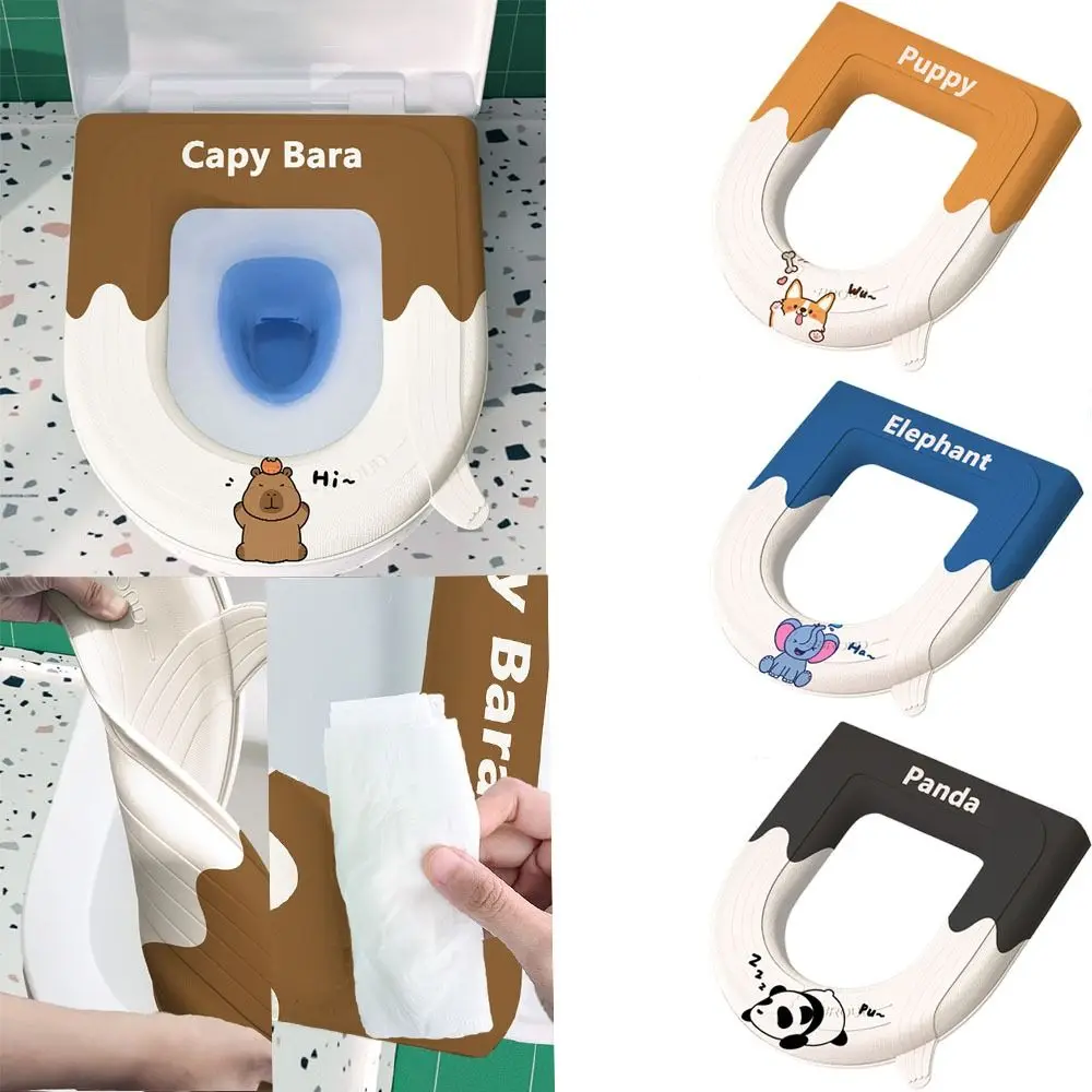 

Universal Toilet Seat Cover Waterproof With Flip Lid Handle Toilet Mat Pad Thickened EVA WC Ring Mat Four Seasons